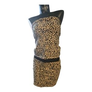 H&M Black and Tan Animal Print Skirt And Matching Top Set